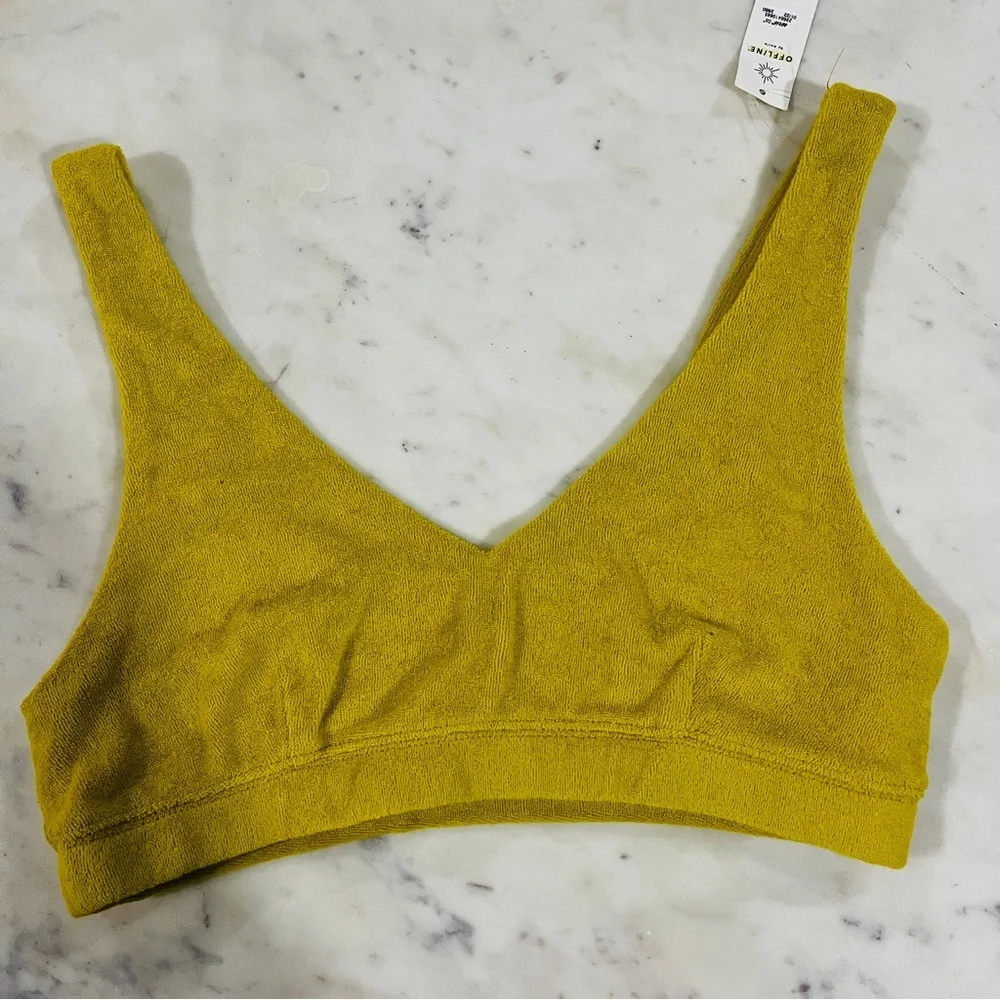 2/$30 Aerie Yellow Terry Cloth Bralette Small NWT